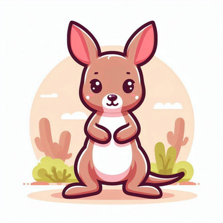 Cute kangaroo cartoon character. Vector illustration in flat styleのイラスト素材