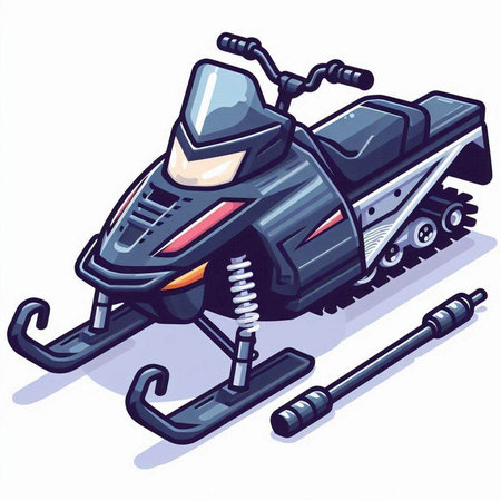 Vector illustration of a snowmobile. Isolated on white background.のイラスト素材