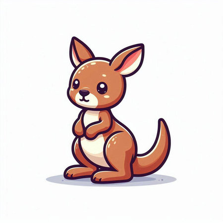 Kangaroo cartoon vector illustration. Cute kangaroo character.のイラスト素材