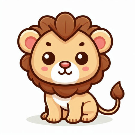 Cute cartoon lion isolated on a white background. Vector illustration.のイラスト素材
