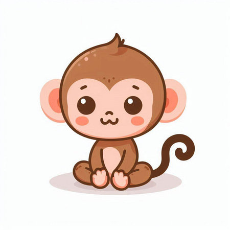Cute cartoon monkey. Vector illustration isolated on a white background.のイラスト素材