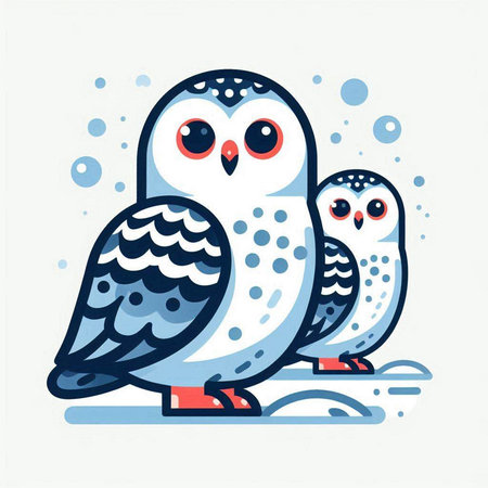 Owl family. Cute cartoon vector illustration in flat style.のイラスト素材