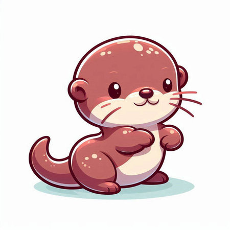 Cute cartoon otter on a white background. Vector illustration.のイラスト素材