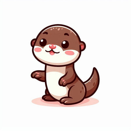 Cute little otter sitting on white background. Vector illustration.のイラスト素材