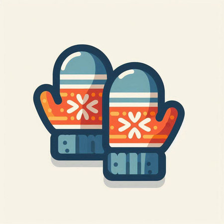 Mittens icon. Winter clothes. Vector illustration in flat style.のイラスト素材