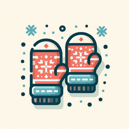 Winter mittens icon in flat style. Vector illustration for design and web.のイラスト素材