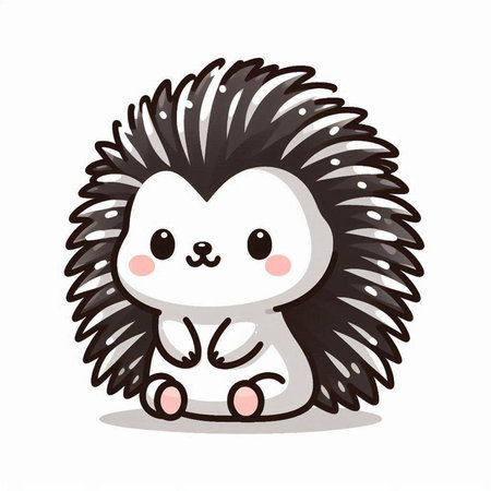 Cute hedgehog cartoon character isolated on white background. Vector illustration.のイラスト素材
