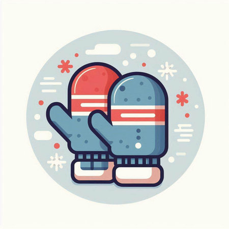 Winter gloves icon. Vector illustration in a flat style. Winter clothing.のイラスト素材