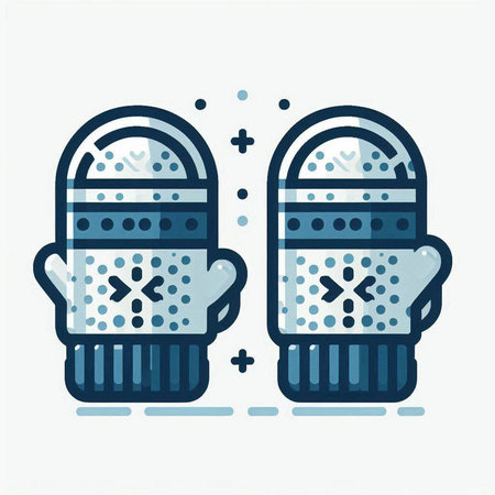 Winter mittens with snowflakes. Vector illustration in flat style.のイラスト素材
