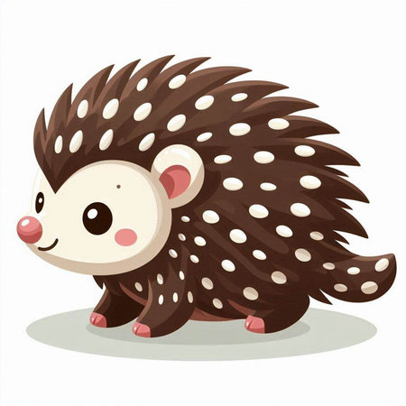 Cute little hedgehog. Cartoon vector illustration isolated on white background.のイラスト素材