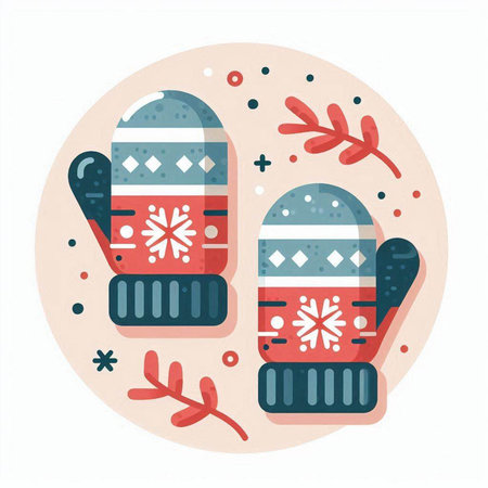 Winter mittens. Vector illustration in flat style. Winter accessories.のイラスト素材