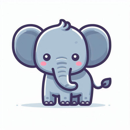 Cute elephant cartoon vector illustration. Cute cartoon elephant character design.のイラスト素材