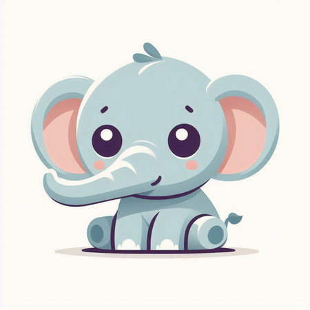 Cute cartoon elephant. Vector illustration isolated on a white background.のイラスト素材