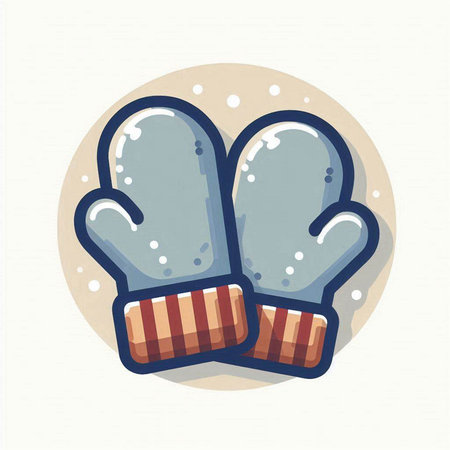 Pair of mittens. Vector illustration in flat style. Winter icon.のイラスト素材