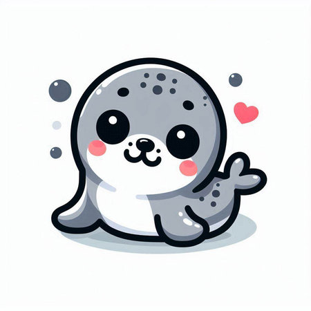 Cute seal. Vector illustration. Isolated on white background.のイラスト素材