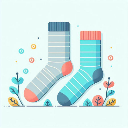 Vector illustration of a pair of socks on a background of nature.のイラスト素材