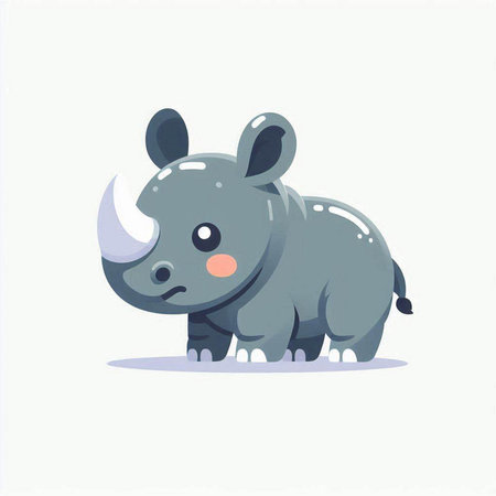 Cute cartoon rhinoceros. Vector illustration in a flat style.のイラスト素材