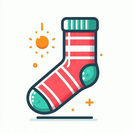 Christmas sock flat color icon. Vector illustration. Xmas holiday symbol.のイラスト素材
