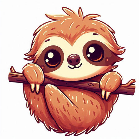 Cute cartoon sloth on a white background. Vector illustration.のイラスト素材