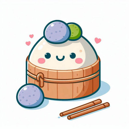 Cute kawaii kawaii kawaii rice cake character.のイラスト素材