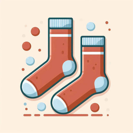 Illustration of a pair of socks. Vector illustration in flat style.のイラスト素材