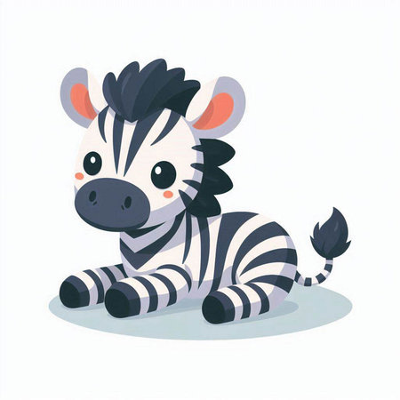 Cute zebra. Vector illustration in cartoon style on white background.のイラスト素材