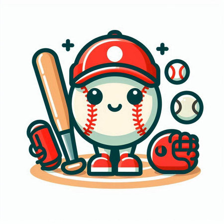 baseball mascot character vector illustration design. baseball mascot vector illustration designのイラスト素材