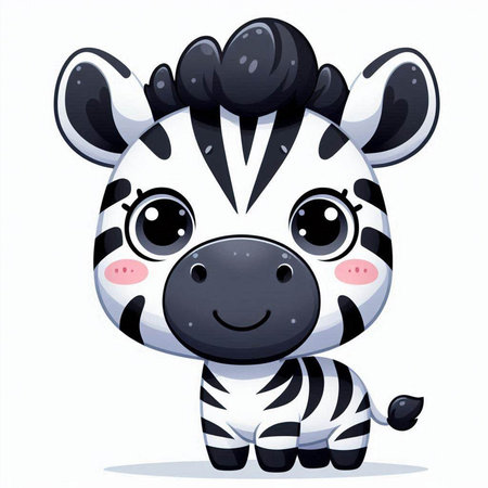 Cute cartoon zebra on a white background. Vector illustration.のイラスト素材