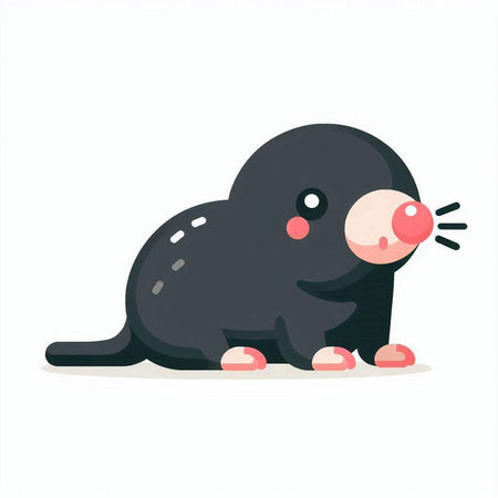 Cute cartoon mole isolated on a white background. Vector illustration.のイラスト素材