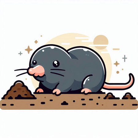 Illustration of a Cute Little Mouse in the Ground - Vectorのイラスト素材