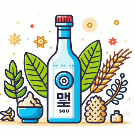 Olive oil bottle and ingredients. Vector illustration in flat style.のイラスト素材