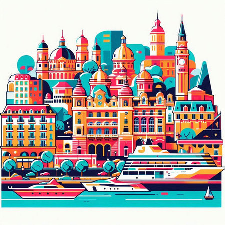 Cityscape of Stockholm, Sweden. Vector illustration in retro style.のイラスト素材