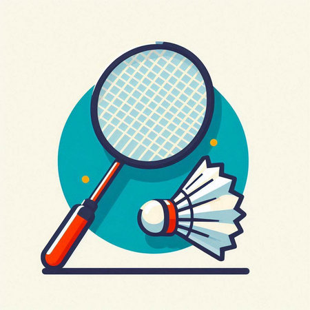 Badminton racket and shuttlecock. Flat style vector illustration.のイラスト素材