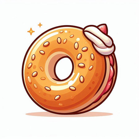 Cute cartoon donut with santa hat. Vector illustration.のイラスト素材