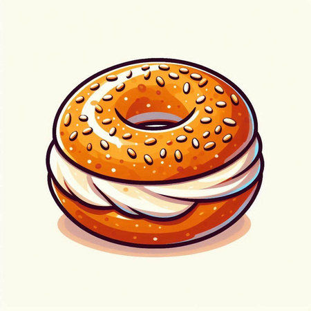 Bagel on a white background. Vector illustration in cartoon style.のイラスト素材