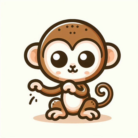 Cute monkey cartoon vector illustration. Cute animal character design.のイラスト素材