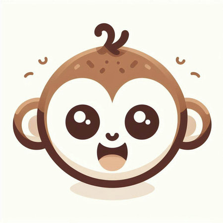 Cute cartoon monkey face. Vector illustration isolated on white background.のイラスト素材