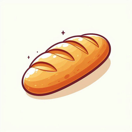 Illustration of a loaf of bread on a white background, vectorのイラスト素材