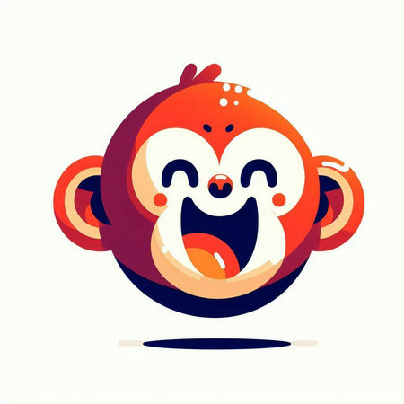 funny cartoon monkey vector illustration on white background, vector illustration.のイラスト素材