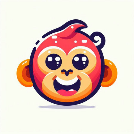 Cute cartoon chinese new year monkey face. Vector illustration.のイラスト素材