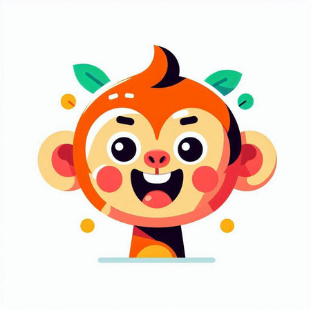 Cute cartoon monkey. Vector illustration on white background. Cartoon character.のイラスト素材
