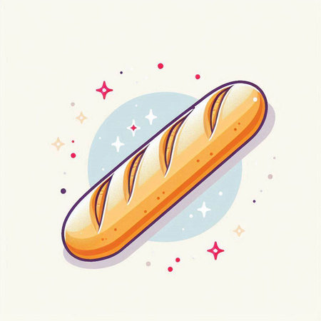 Illustration of a french baguette on a white background.のイラスト素材