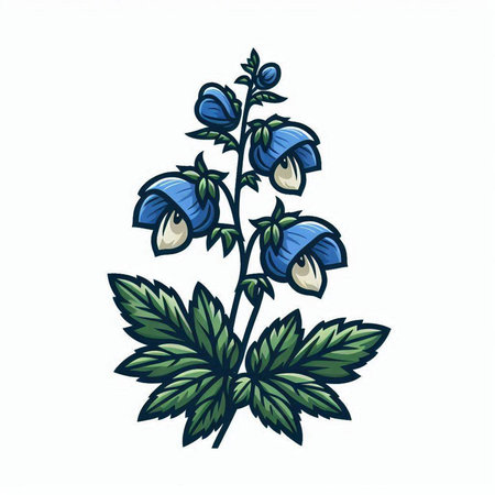 vector illustration of a blue wildflowers isolated on a white backgroundのイラスト素材