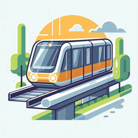 Modern train on a platform. Vector illustration in flat design style.のイラスト素材