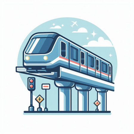 Train on railway station. Vector illustration on white background. Flat style.のイラスト素材