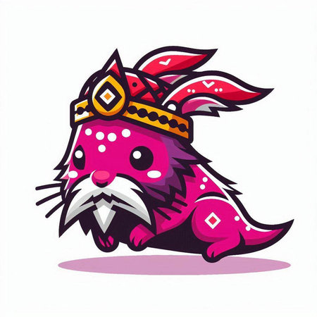 Illustration of a cute fox with a crown on his head.のイラスト素材