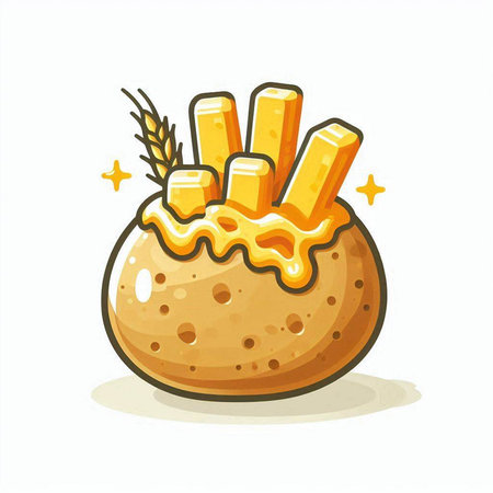 Illustration of potato fries on a white background. Vector illustration.のイラスト素材