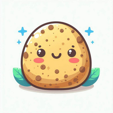 Cute chocolate chip cookie with eyes and mouth, vector illustration.のイラスト素材