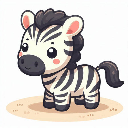 Cute cartoon zebra standing on the sand. Vector illustration.のイラスト素材