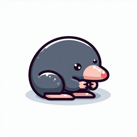 Cute cartoon penguin with mushroom. Vector illustration isolated on white background.のイラスト素材